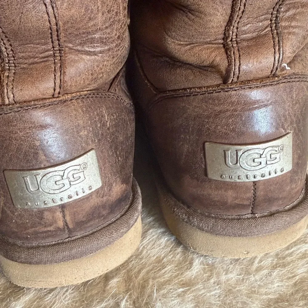 UGG Brown Shearling-Lined Mid-Calf Boots 8 (3045A)